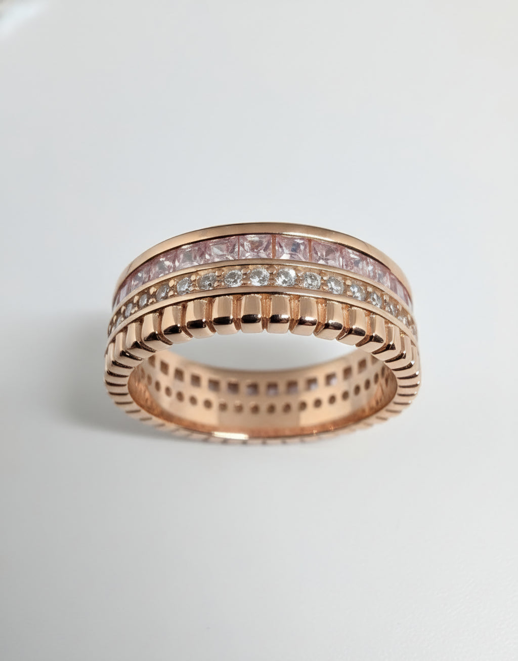 LUSO 925 Silver 24K Rose Gold Plated band style ring