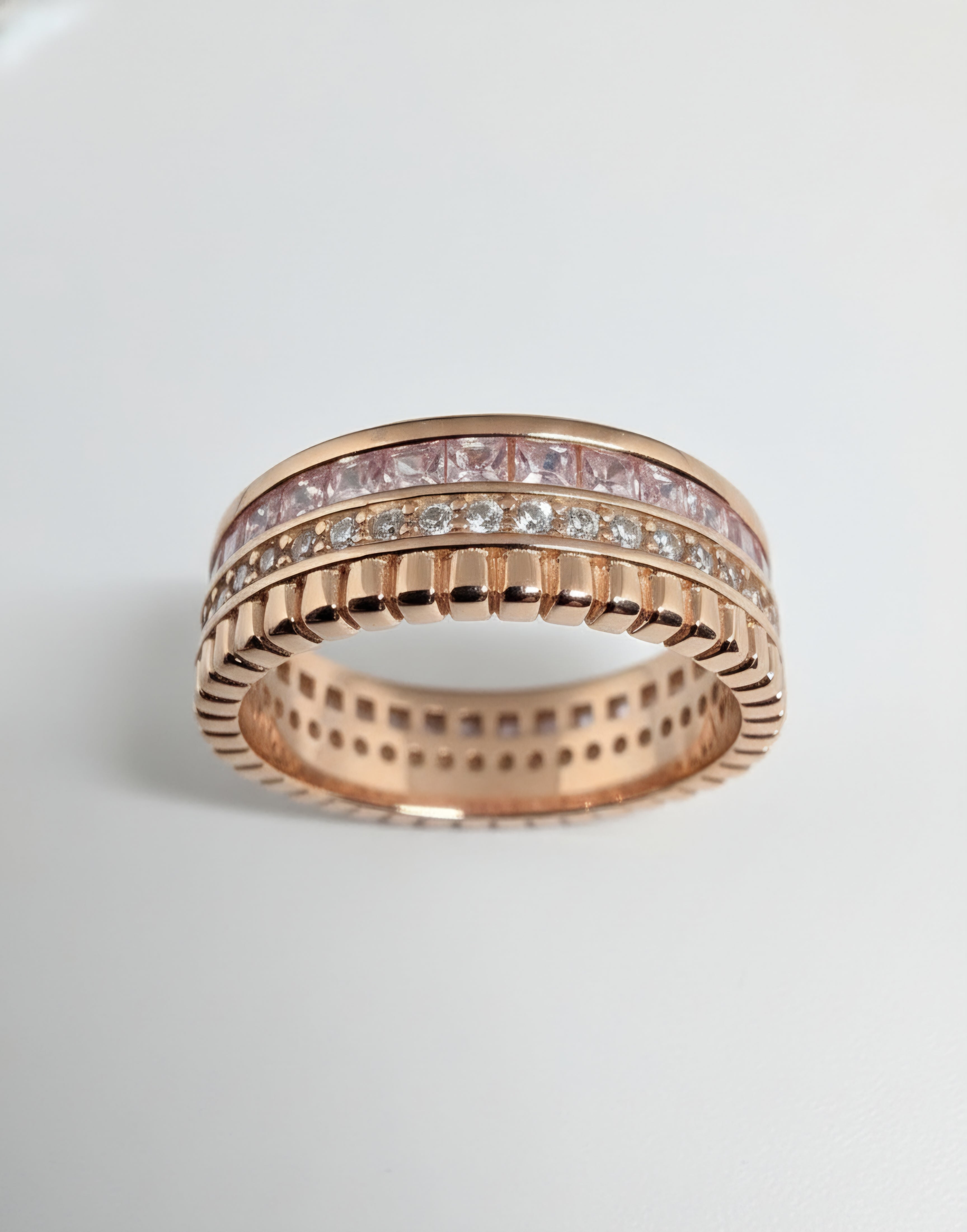 LUSO 925 Silver 24K Rose Gold Plated band style ring
