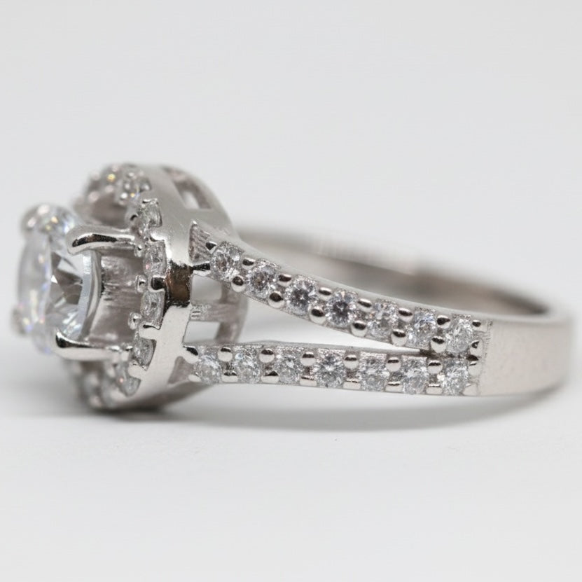 92.5% Pure Sterling Silver Adjustable Sapphire Engagement Ring