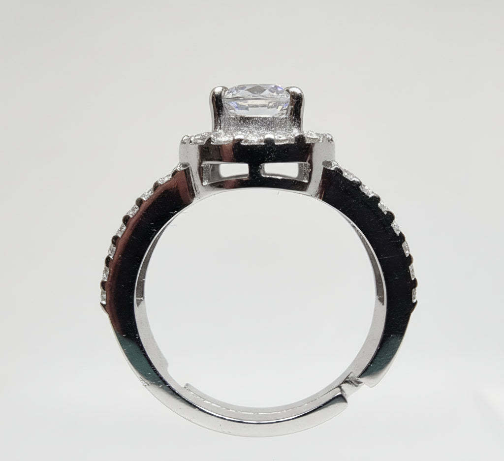 92.5% Pure Sterling Silver Adjustable Sapphire Engagement Ring