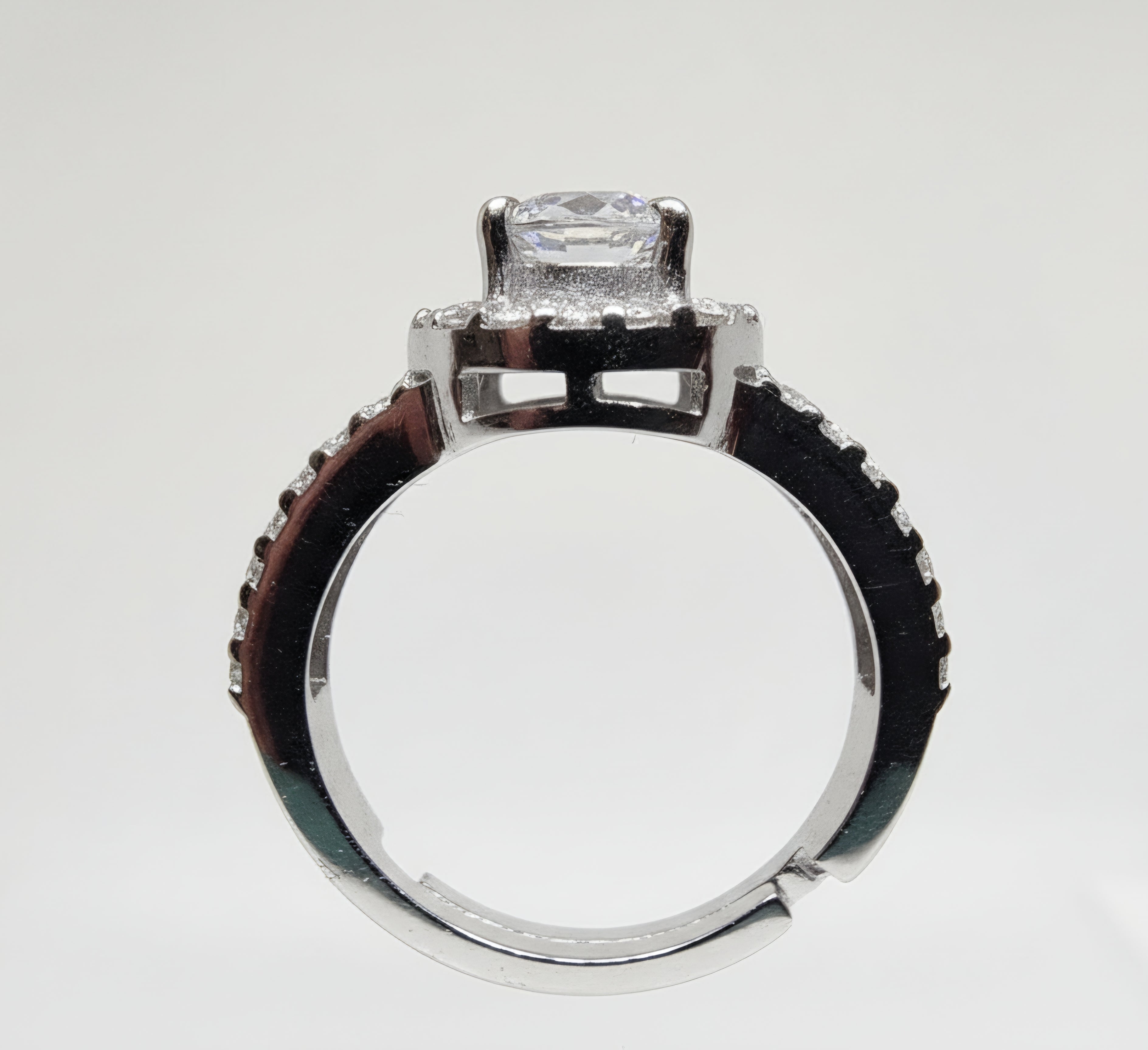 92.5% Pure Sterling Silver Adjustable Sapphire Engagement Ring