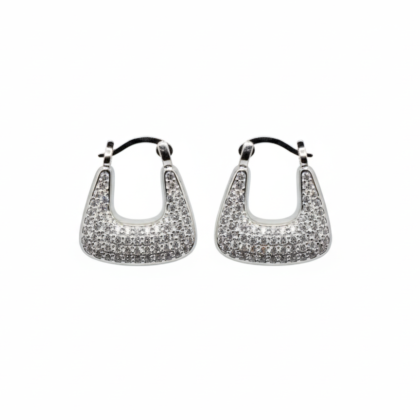LUSO 92.5% Sterling Silver Elysian Spark Huggie Earrlings