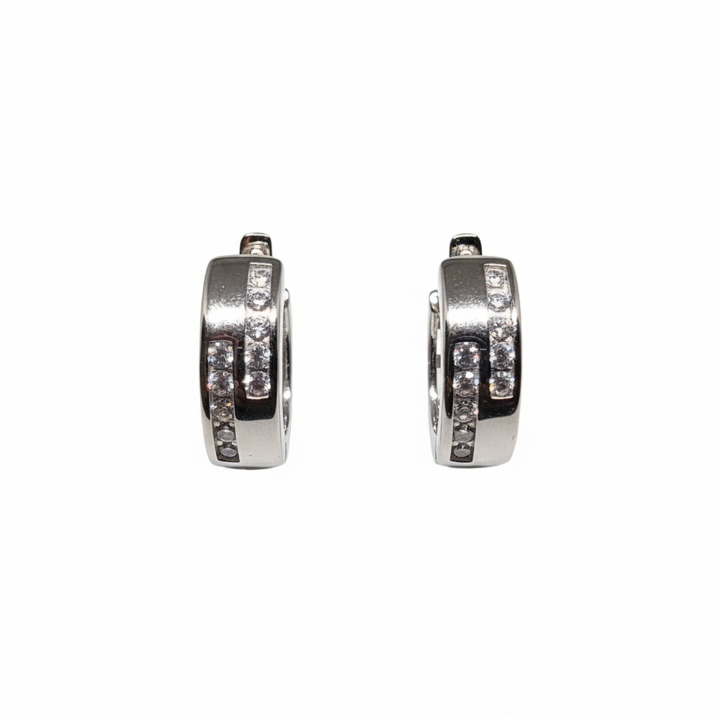LUSO 92.5% Pure Sterling Silver Charming Crystal Stud Earring