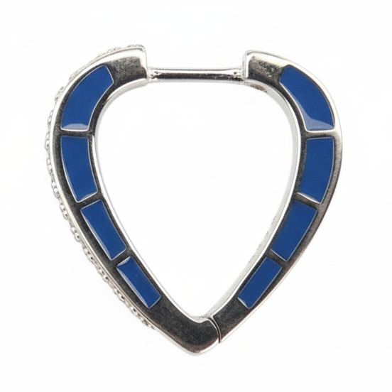 LUSO 92.5% Pure Sterling Silver Azure Blue Pavé Huggie Earrings
