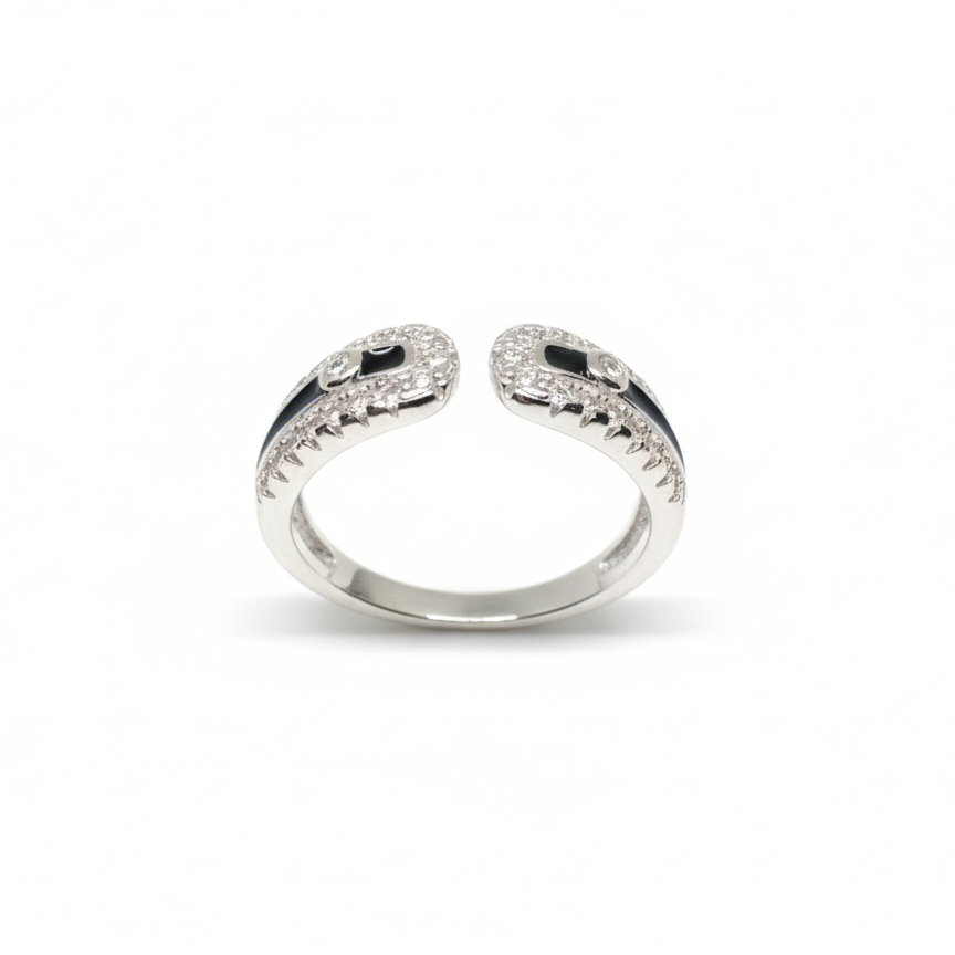 LUSO 92.5% Pure Sterling Silver Half Ethernity Bracelet and Adjustable Ring Combo