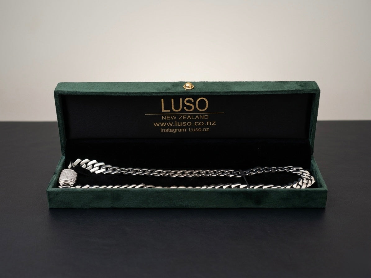 Men’s flat shaped 925 Silver cuban chain