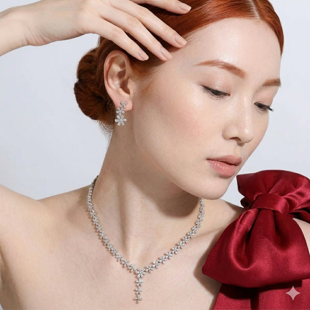 LUSO 92.5% Sterling Silver Necklace & Earring Set