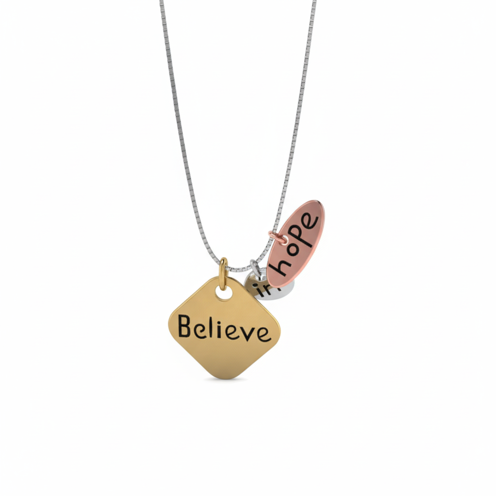 LUSO 92.5% Pure Sterling Silver Believe in hope Necklace