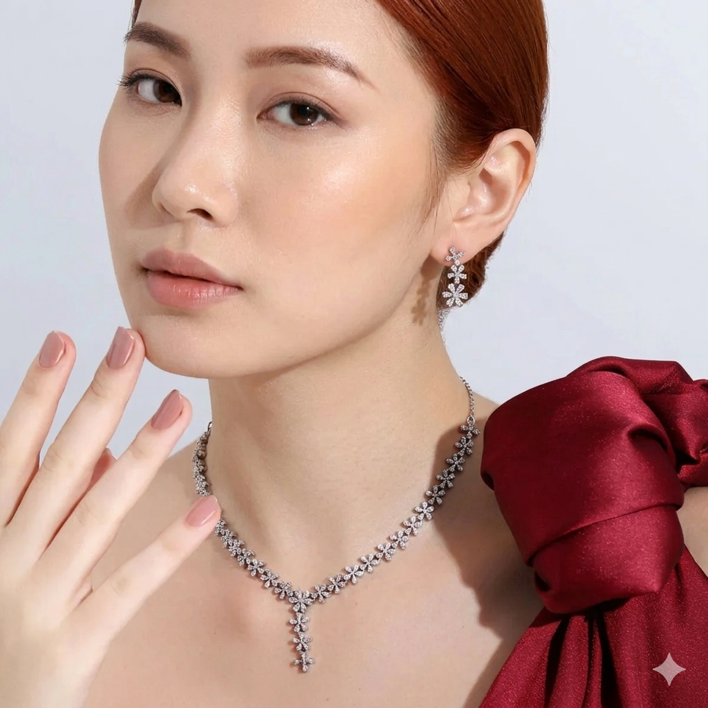 LUSO 92.5% Sterling Silver Necklace & Earring Set
