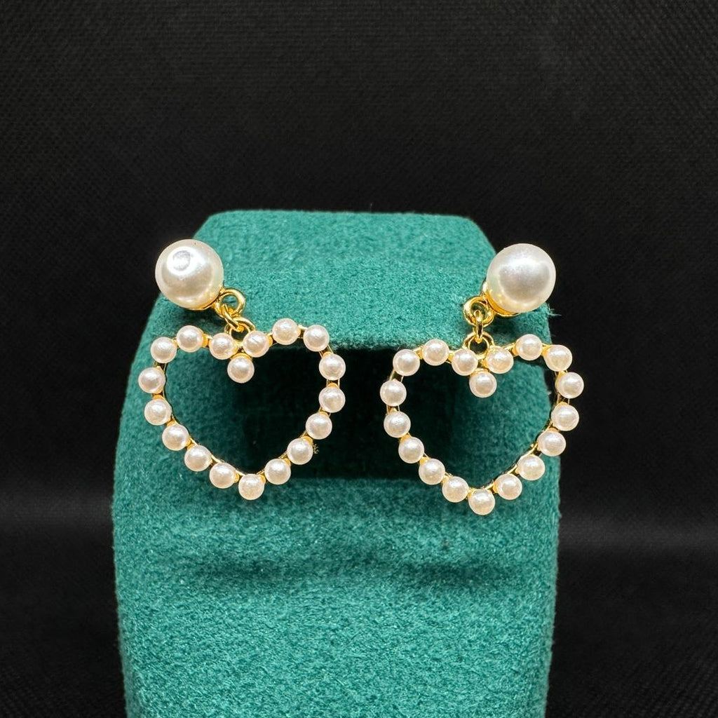 LUSO 92.5% Pure Sterling Silver Charming Heart Pearl Earrings