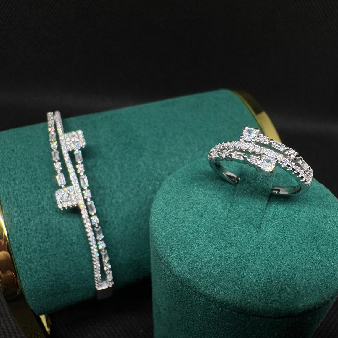 LUSO 92.5% Pure Sterling Silver Bracelet and Adjustable Ring Combo