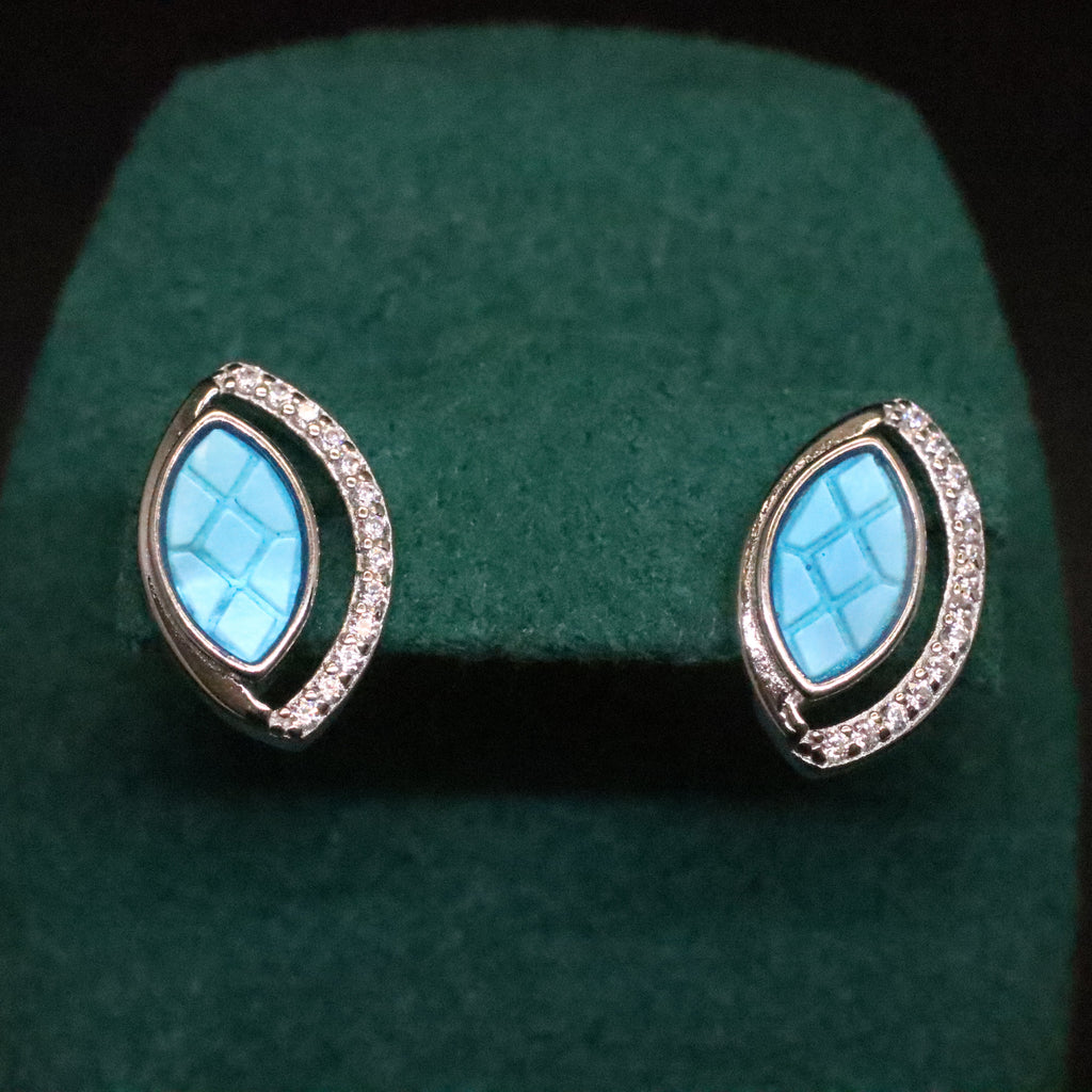 LUSO 92.5% Pure Sterling Silver Blue Charming Lacquer Earrings