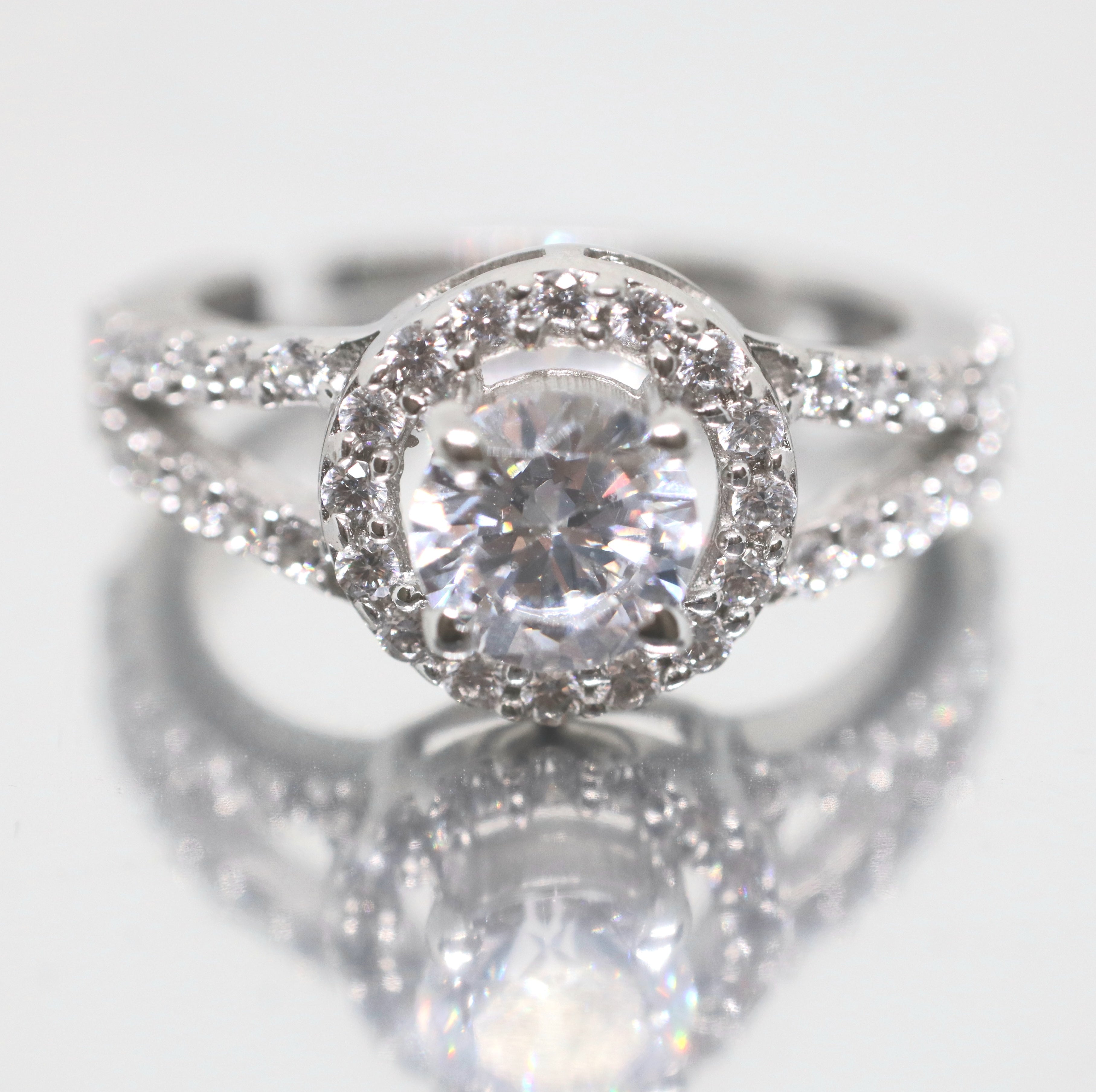 92.5% Pure Sterling Silver Adjustable Sapphire Engagement Ring