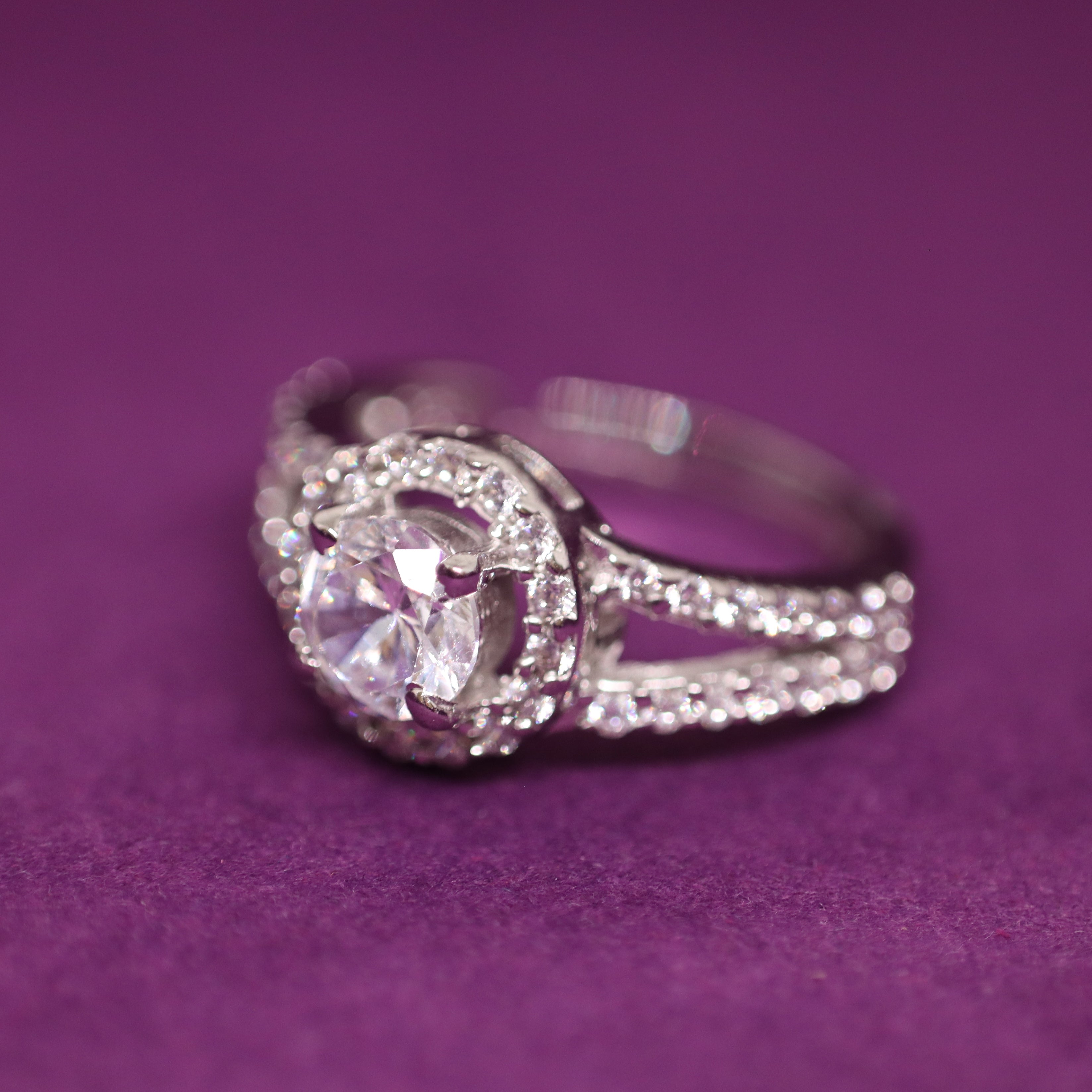 92.5% Pure Sterling Silver Adjustable Sapphire Engagement Ring