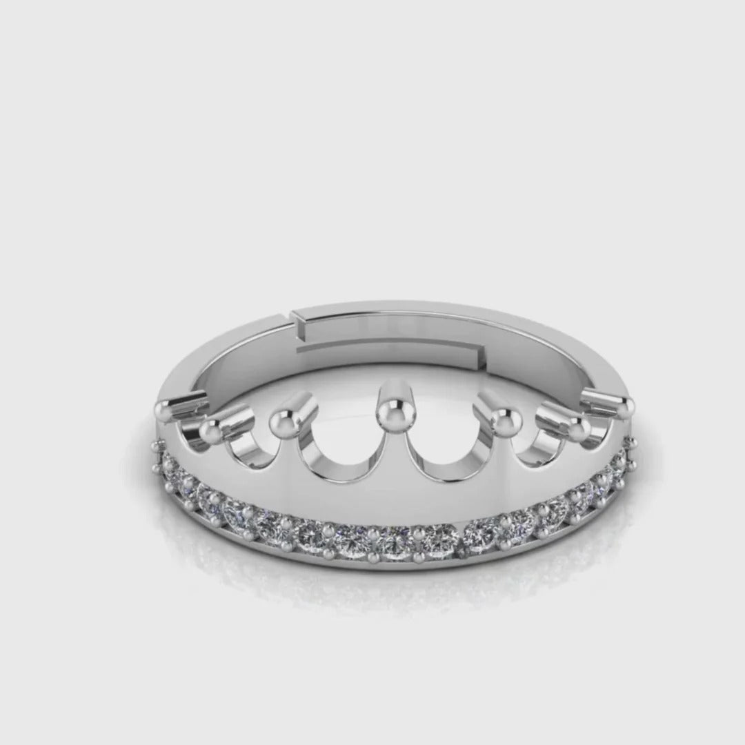 LUSO 92.5% Pure Sterling Silver Adjustable Royal Crown Silver Ring