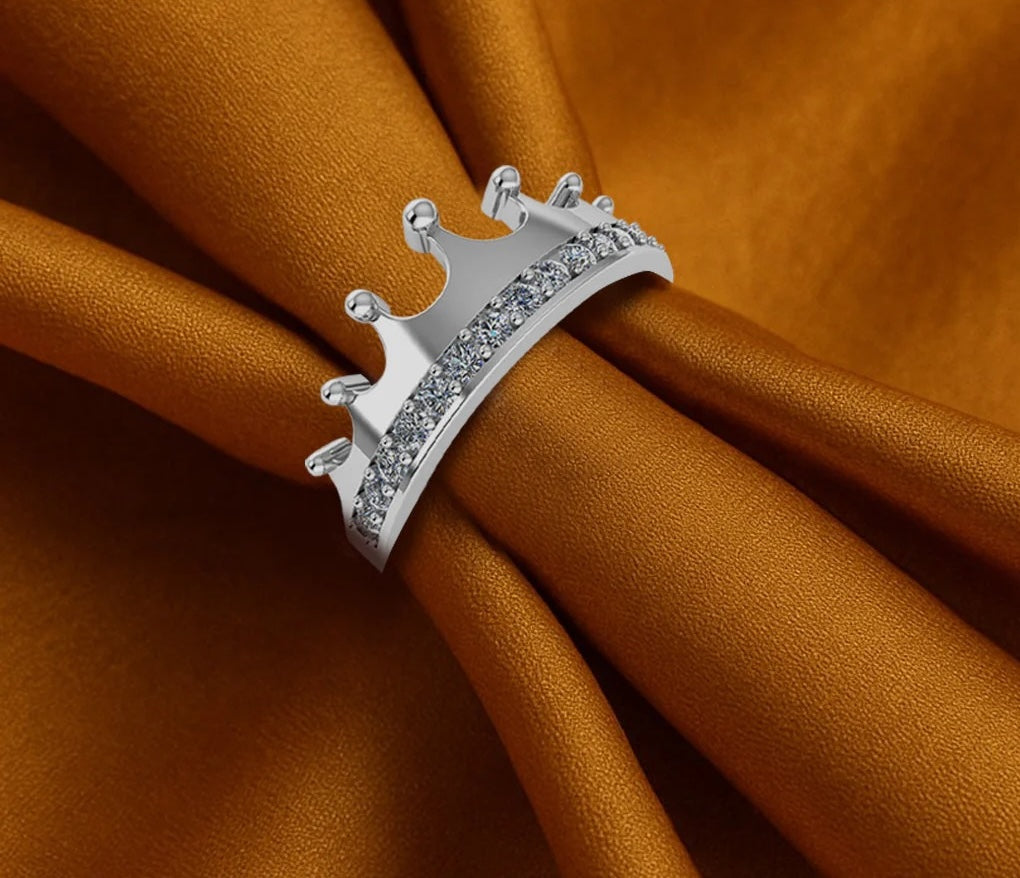 LUSO 92.5% Pure Sterling Silver Adjustable Royal Crown Silver Ring