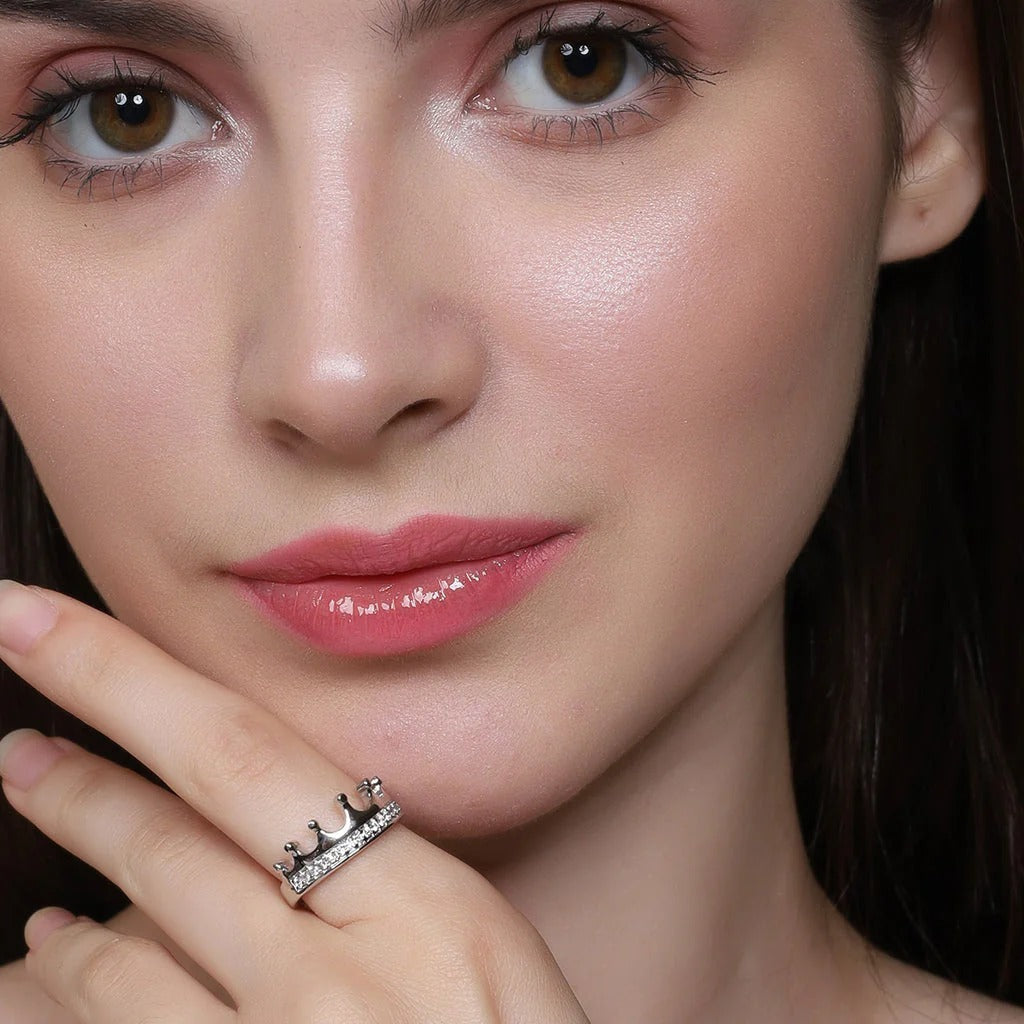 LUSO 92.5% Pure Sterling Silver Adjustable Royal Crown Silver Ring