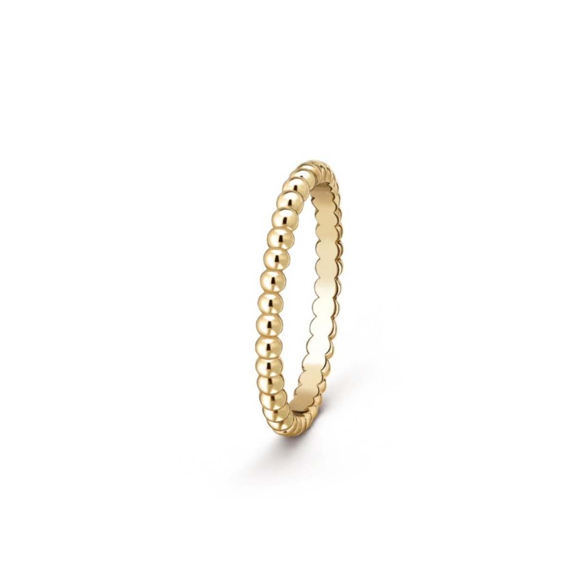 Pearl Style Ring Band - 18K Solid Yellow Gold