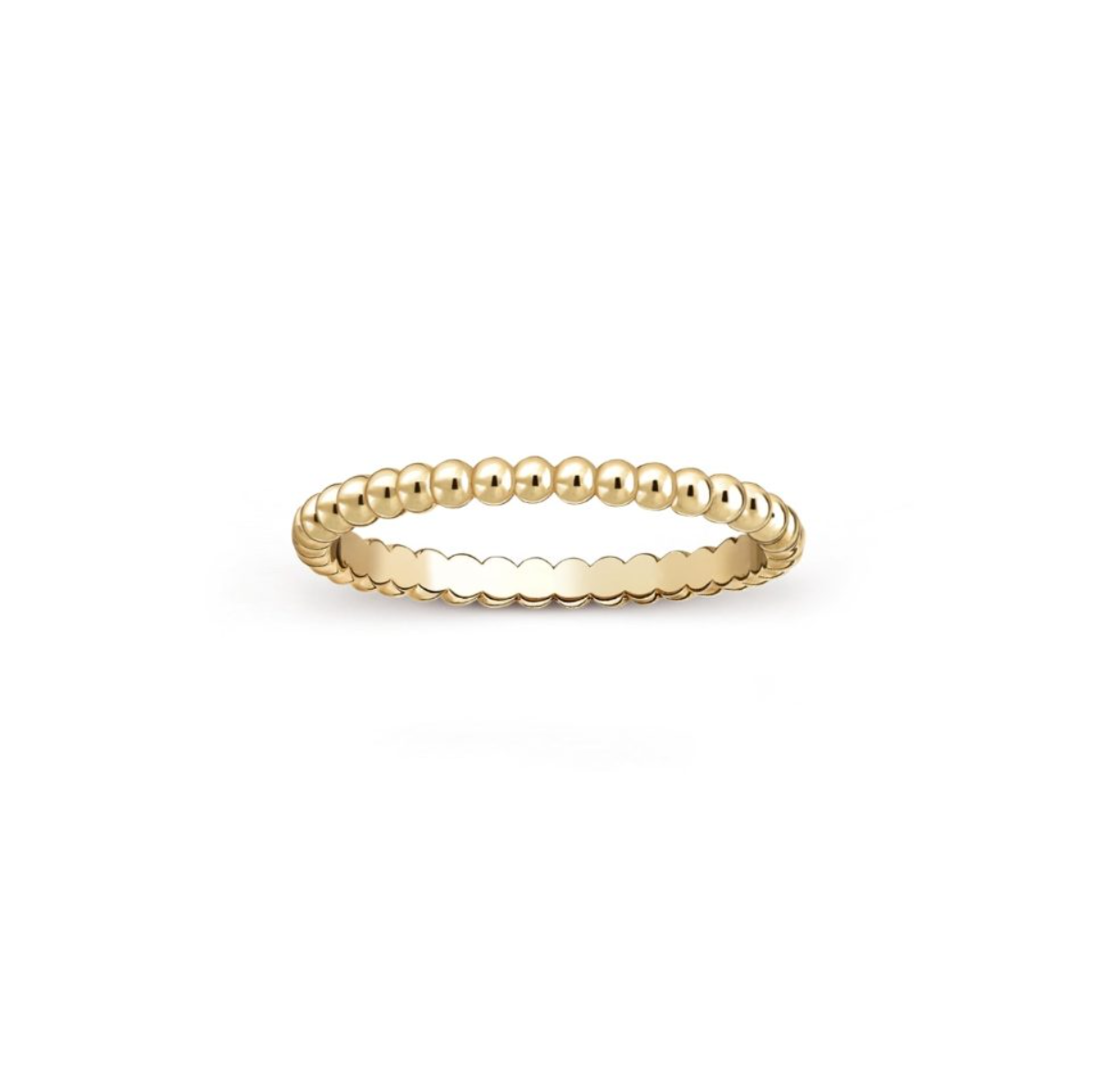 Pearl Style Ring Band - 18K Solid Yellow Gold