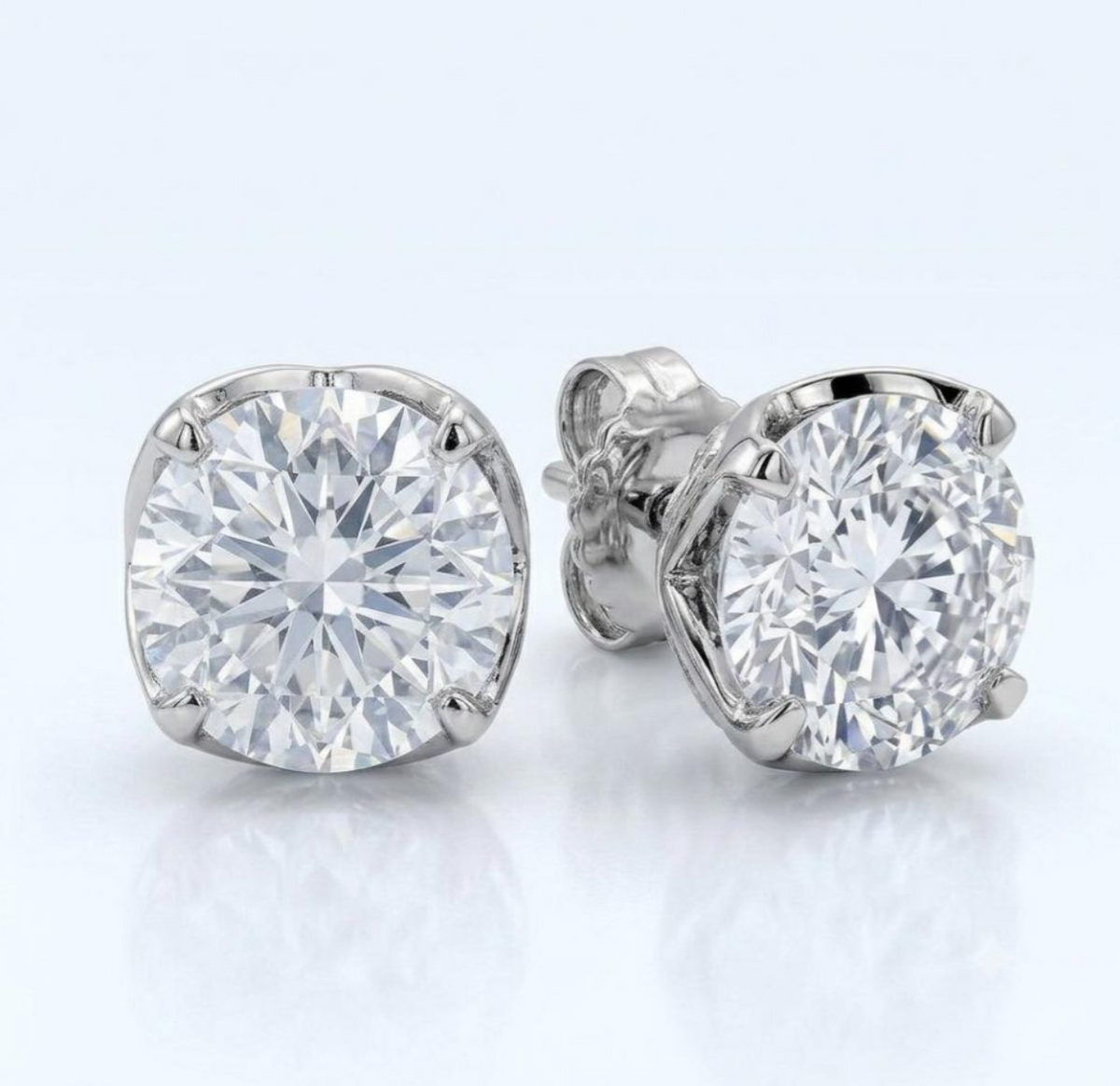 2ct Diamond Studs - 14K Solid White Gold