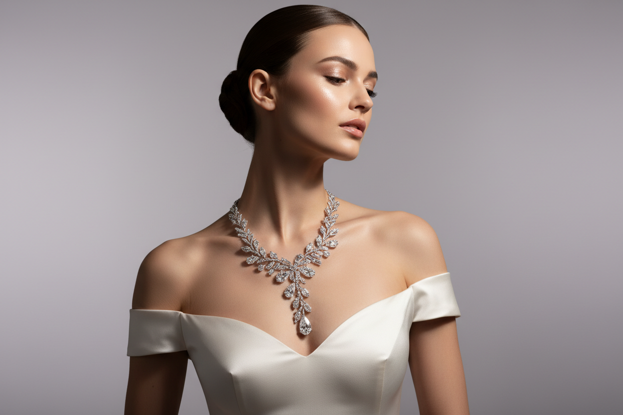 A model wearing a nice necklace