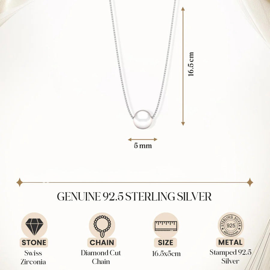 LUSO 92.5% Pure Sterling Silver Pearl Pendant Necklace