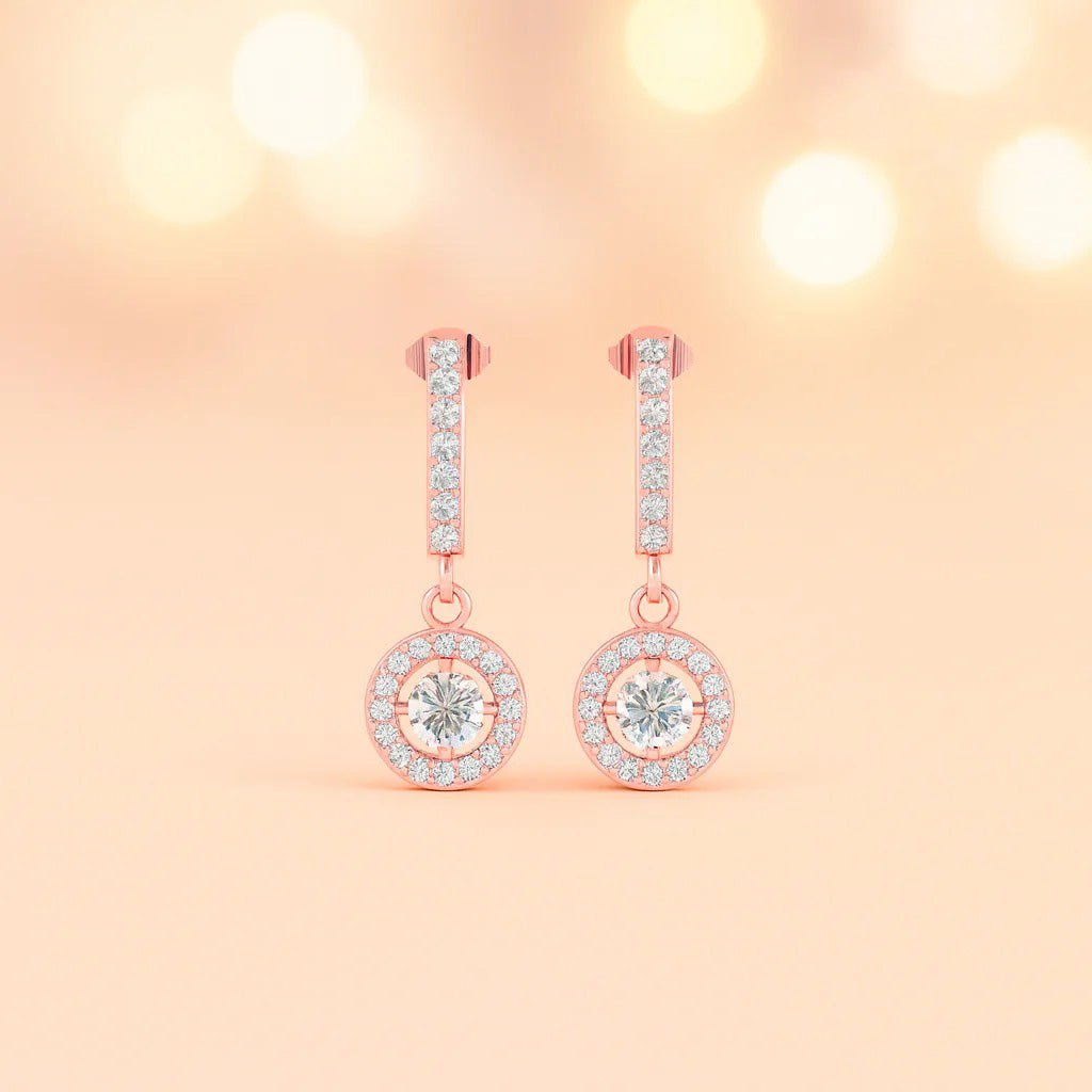 LUSO 92.5% Pure Sterling Silver Rose Gold Plated Dangle Earrings