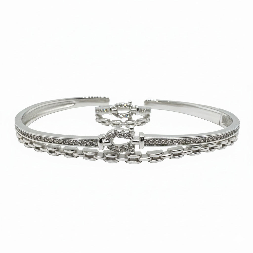 LUSO 92.5% Pure Sterling Silver Rope Bracelet and Adjustable Ring Combo