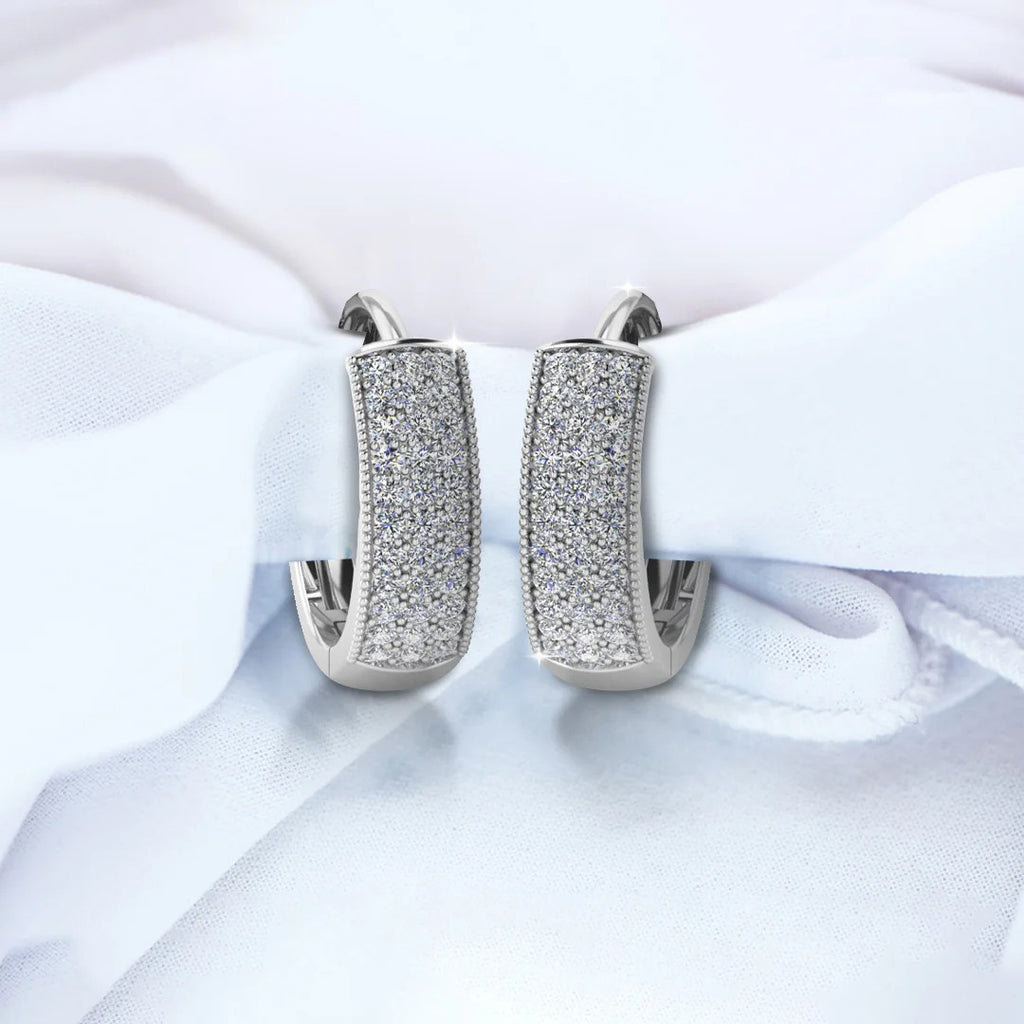 LUSO 92.5% Pure Sterling Silver Charming Crystal Stud Earrings