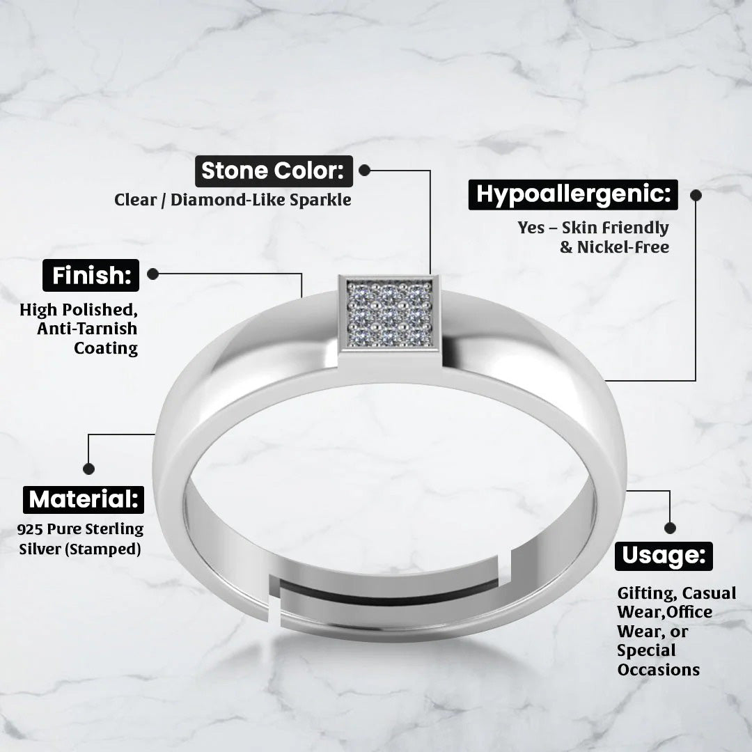 LUSO 92.5% Pure Sterling Silver Classy Status Special Rings for Men