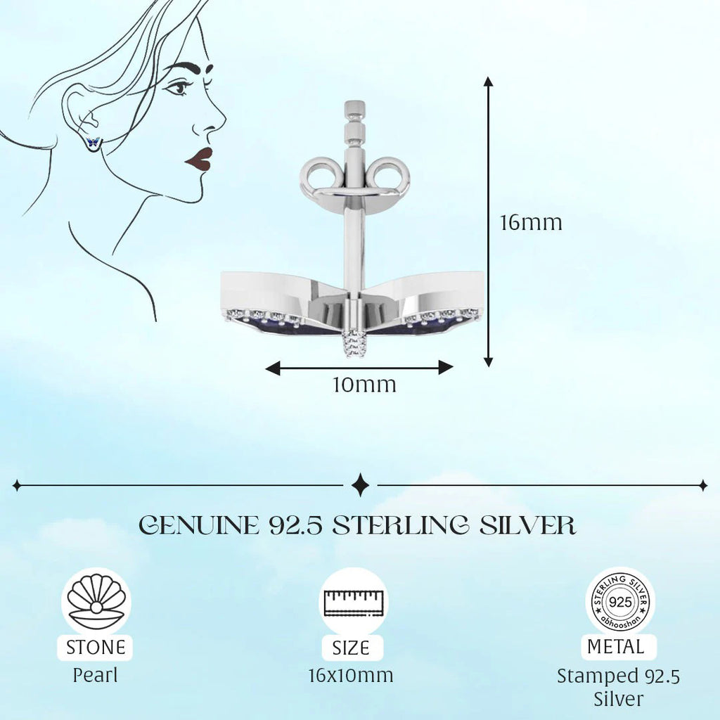 LUSO 92.5% Pure Sterling Silver Butterfly Austrian Crystal Cubic Earrings