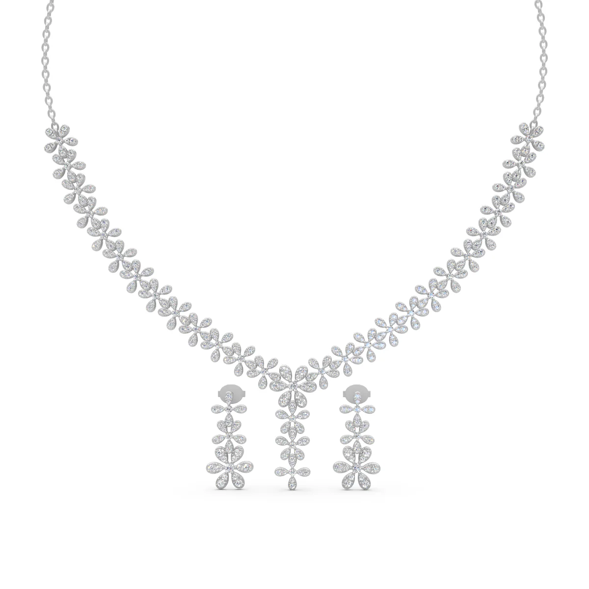 LUSO 92.5% Sterling Silver Necklace & Earring Set
