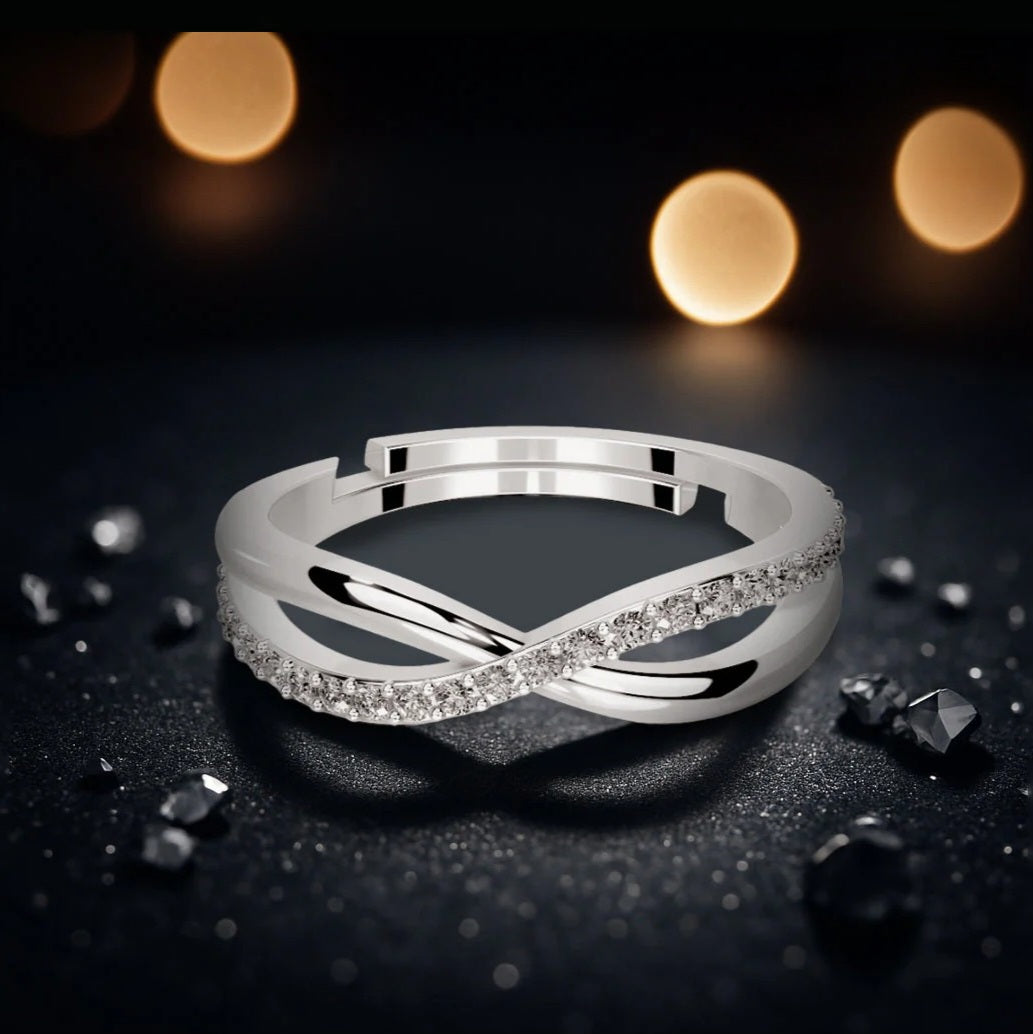 LUSO 92.5% Sterling Silver Adjustable Infinity Ring