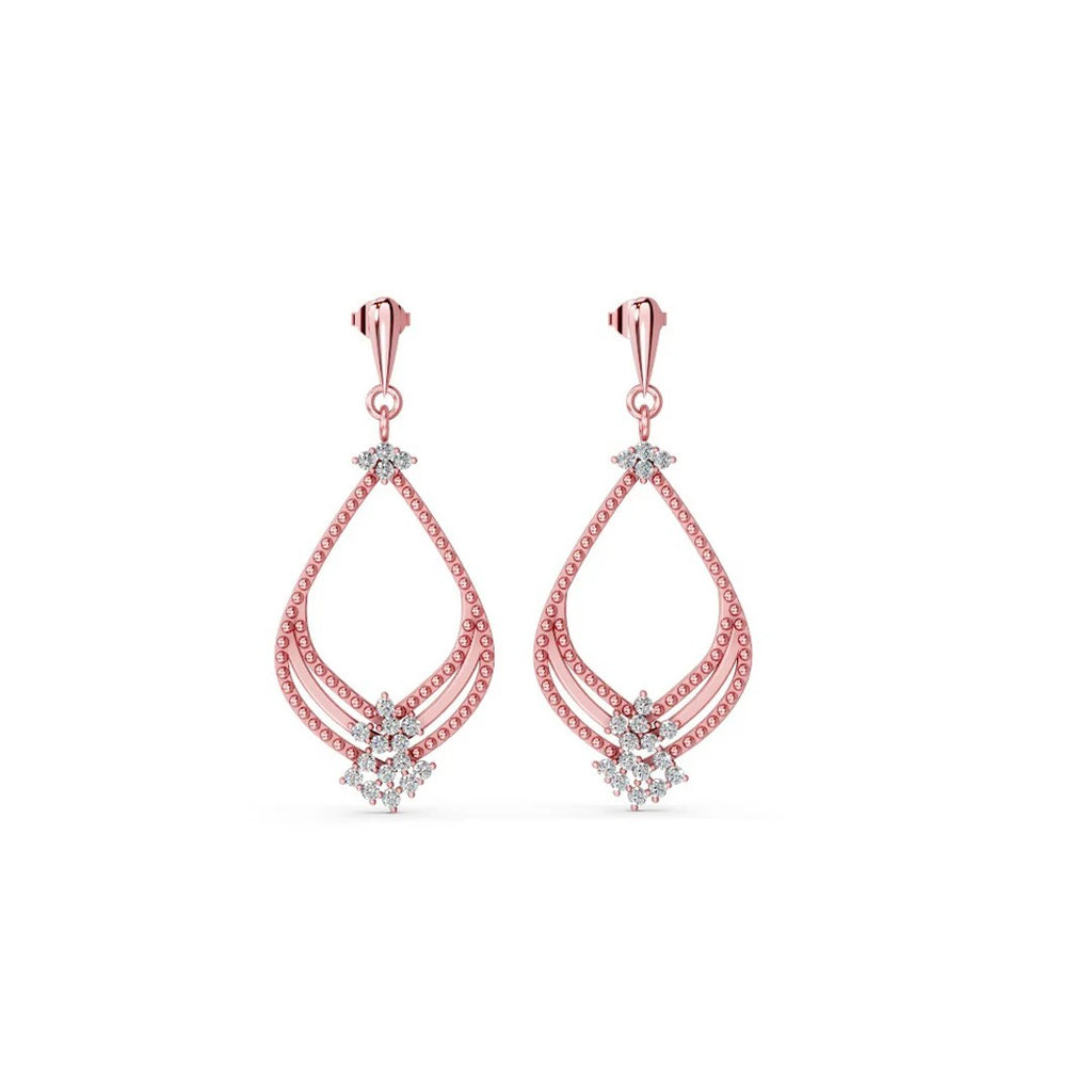 LUSO 92.5% Pure Sterling Silver Rose Gold Drop Earrings with Zircons