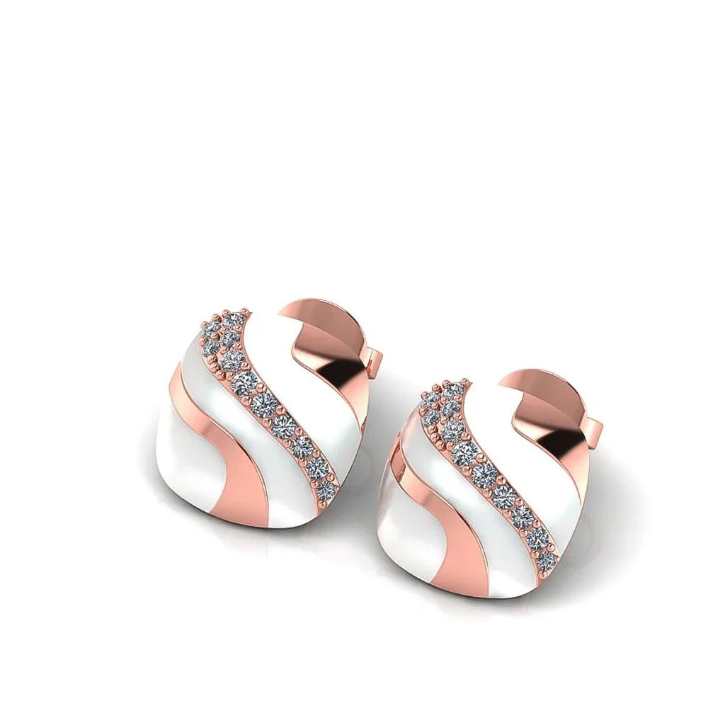 LUSO 92.5% Pure Sterling Silver Square Rose Gold Plated Earrings