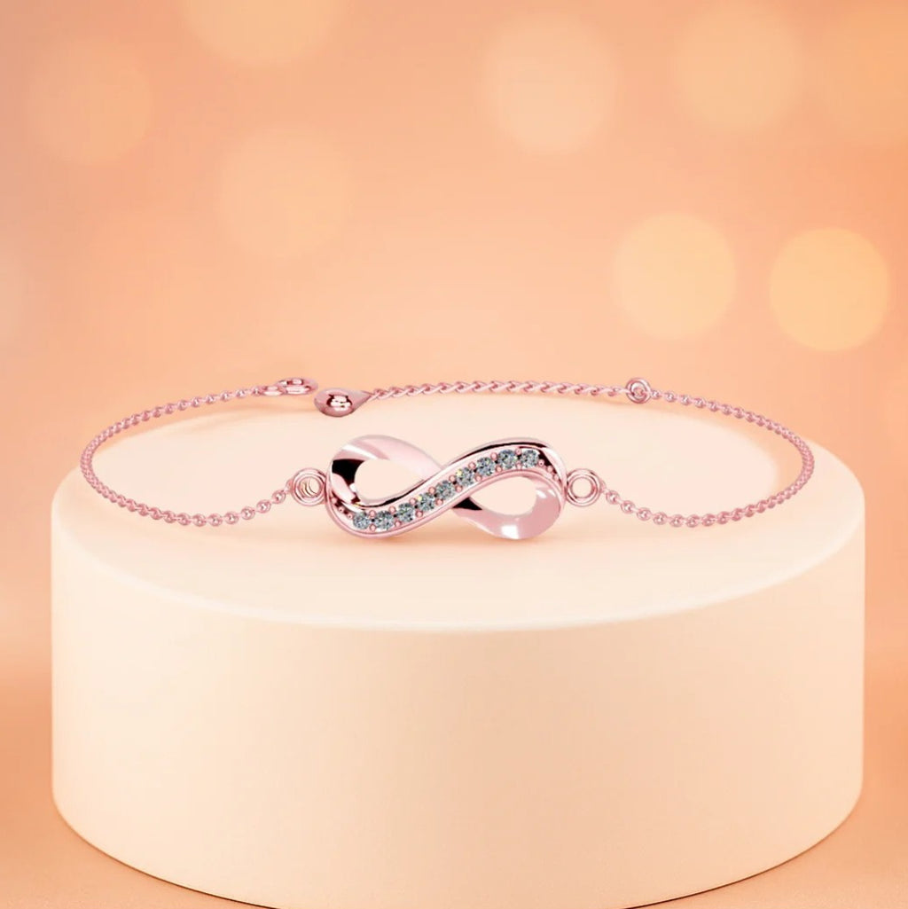 LUSO 92.5% Pure Sterling Silver Bracelet with AAA+ Zircon & Floral Design Rose Gold Plated