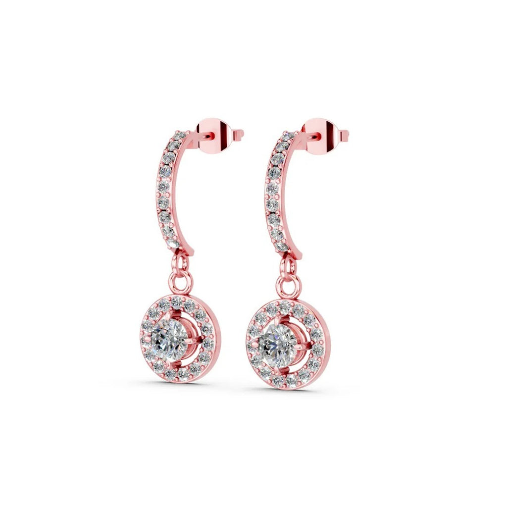 LUSO 92.5% Pure Sterling Silver Rose Gold Plated Dangle Earrings