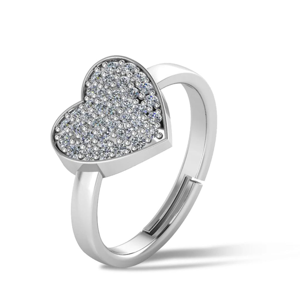 LUSO 92.5% Pure Sterling Silver Adjustable Trendor Heart Decor Ring