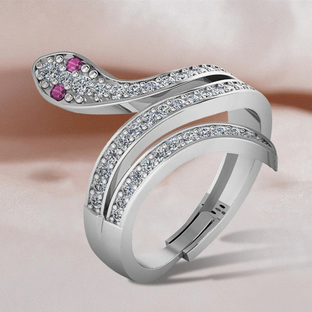 LUSO 92.5% Pure Silver Moon eye Snake Wrap Ring