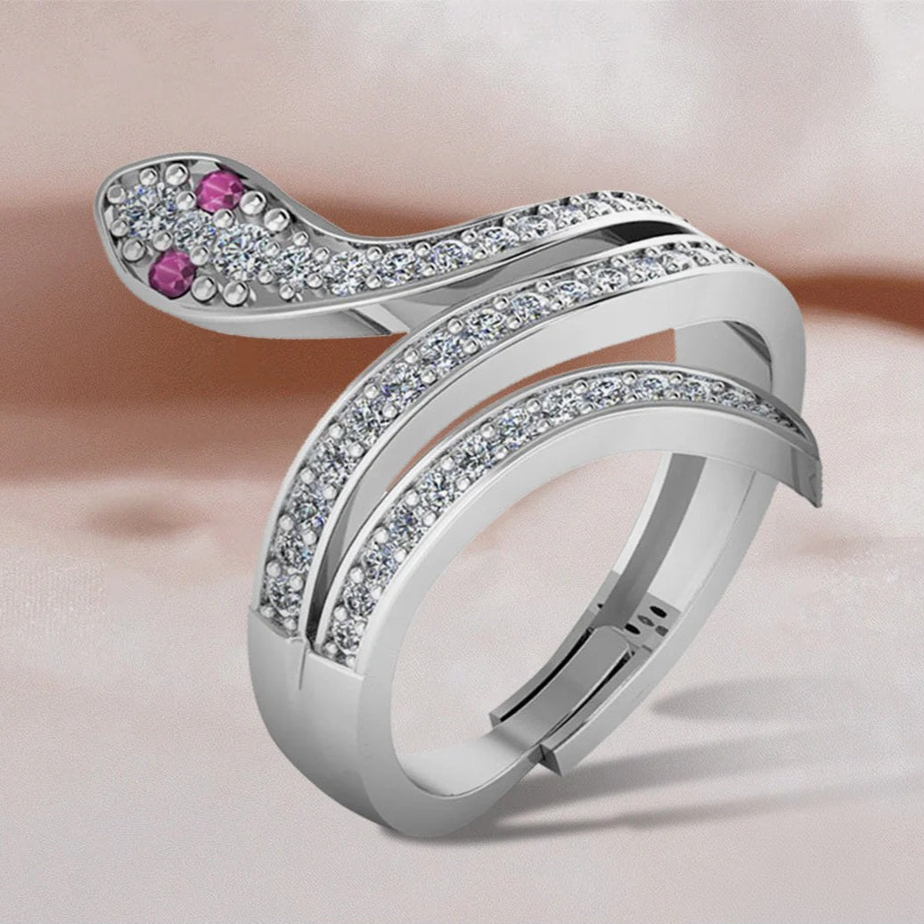 LUSO 92.5% Pure Silver Moon eye Snake Wrap Ring