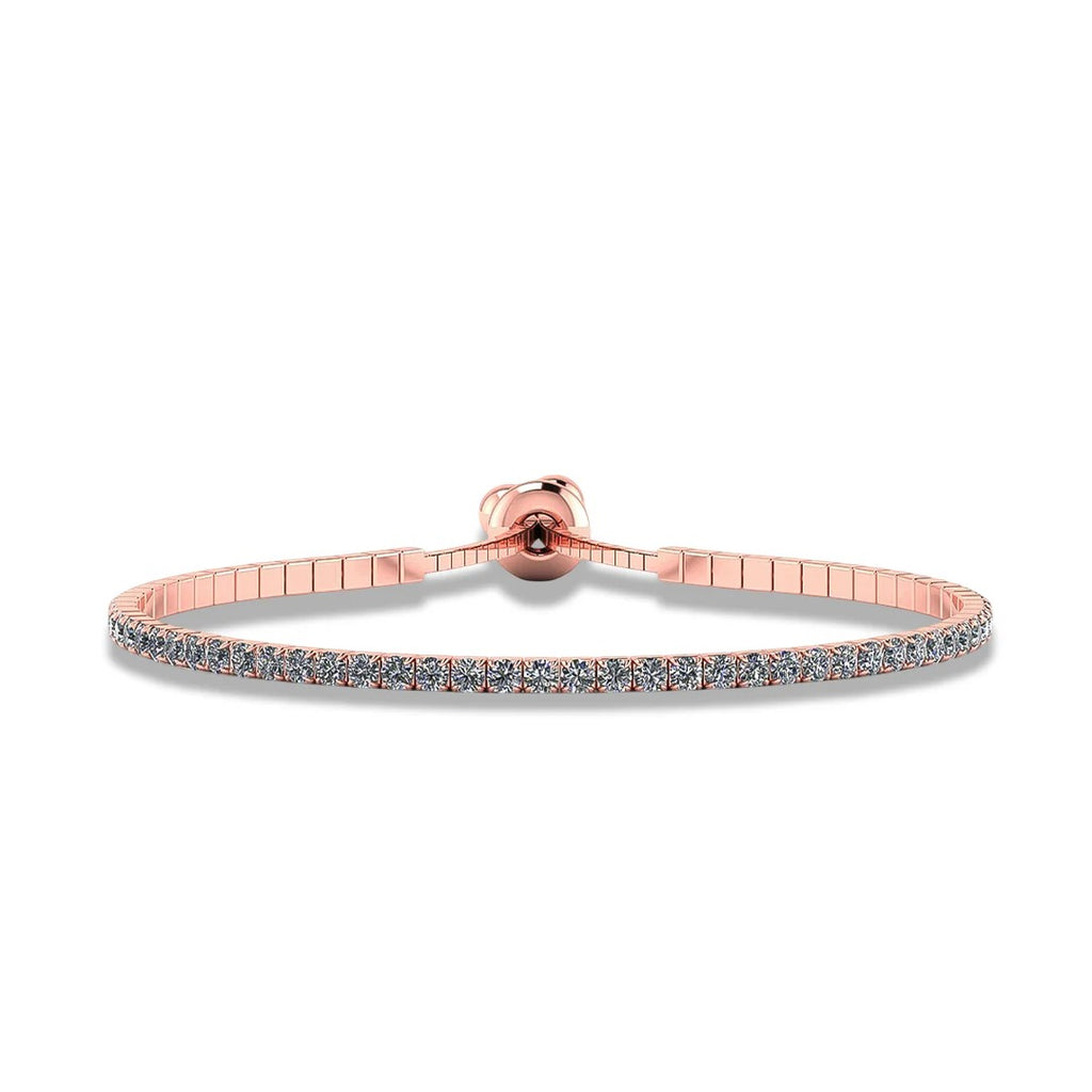 LUSO 92.5% Pure Sterling Silver Rose Gold Plated Tennis Bracelet with American Diamond