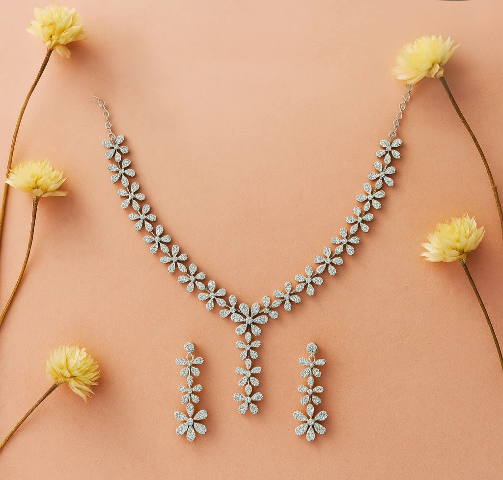 LUSO 92.5% Sterling Silver Necklace & Earring Set