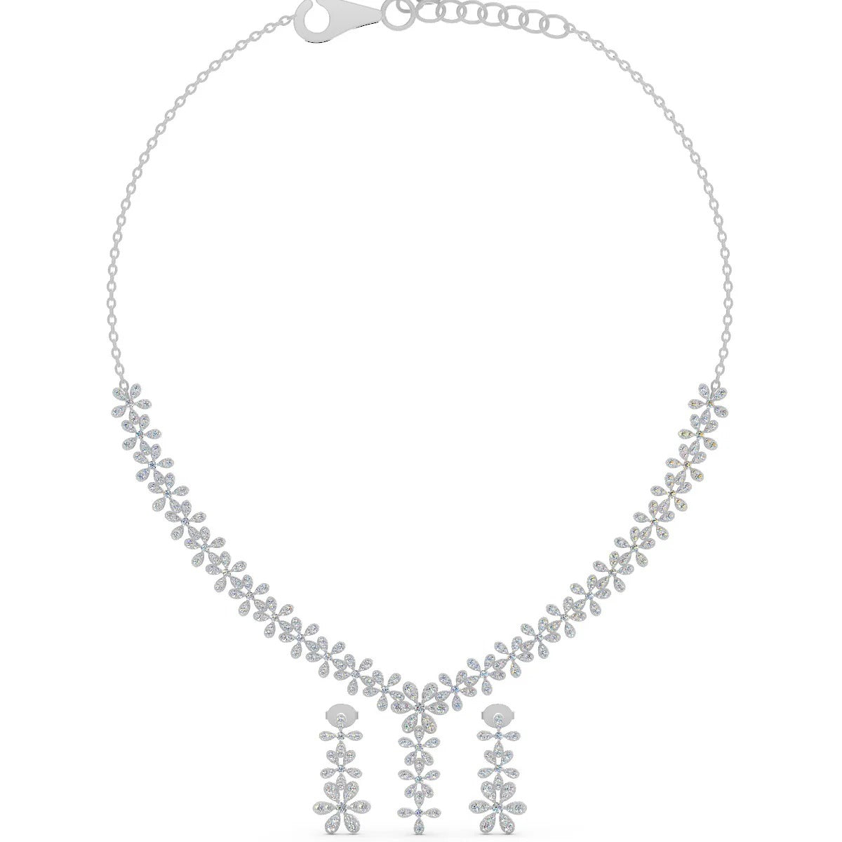 LUSO 92.5% Sterling Silver Necklace & Earring Set