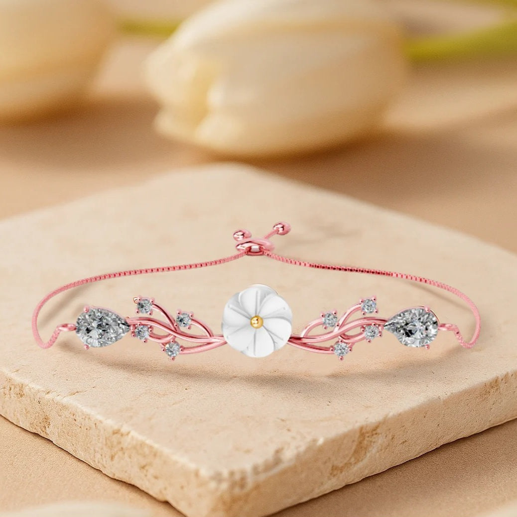 LUSO 92.5% Pure Sterling Silver & Rose Gold Plated Adjustable Bracelet