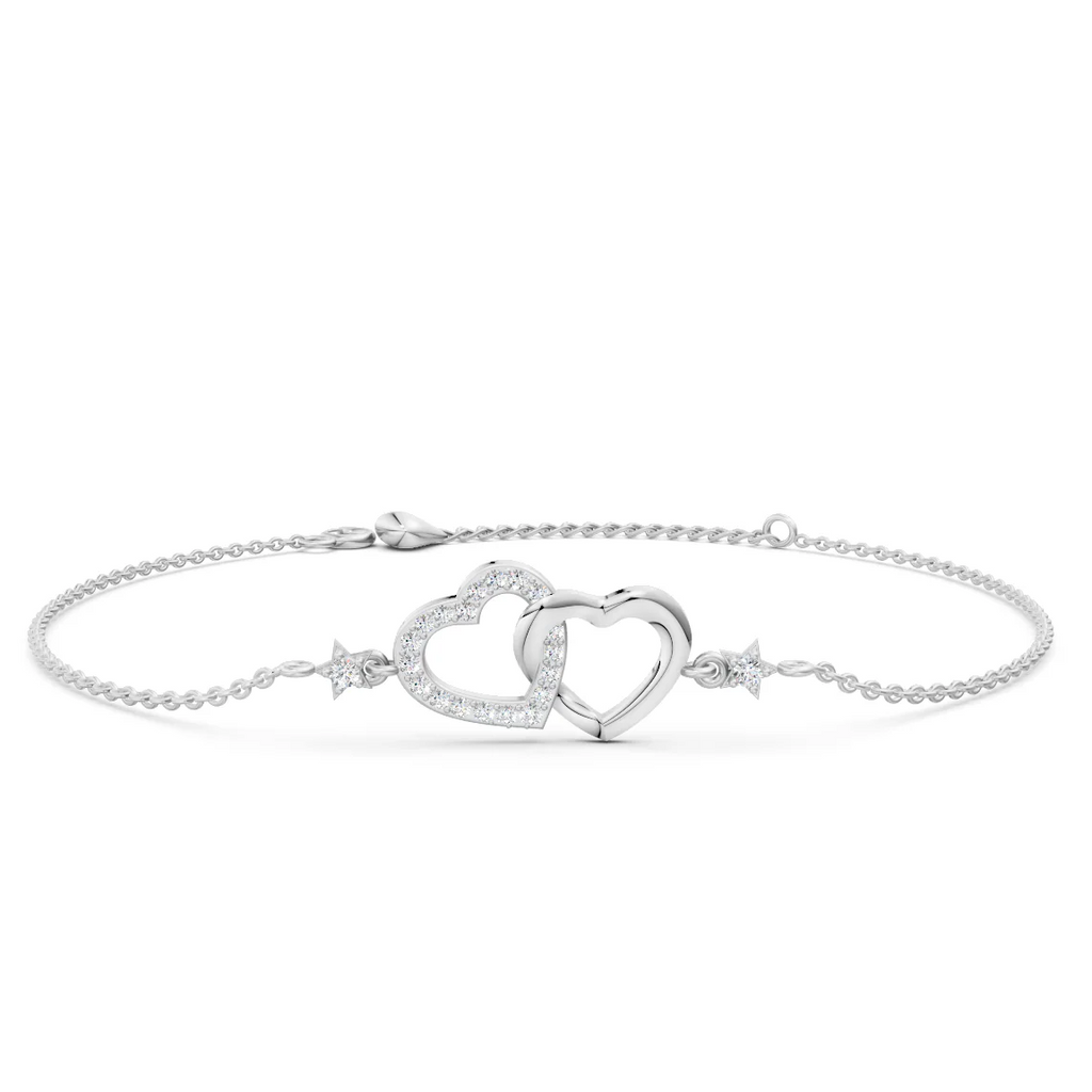 LUSO 92.5% Pure Sterling Silver Heart Charm Bracelet