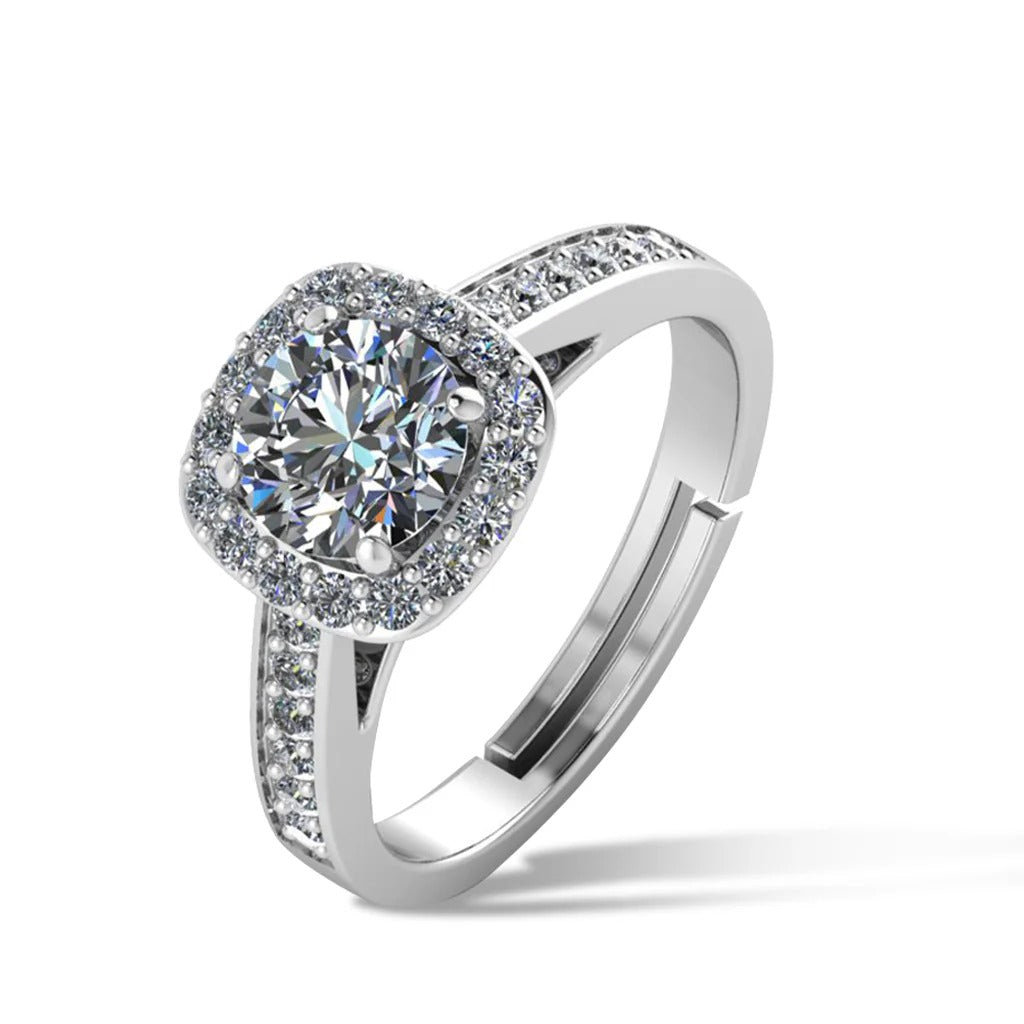 LUSO 92.5% Pure Sterling Silver Adjustable One Single Promise Silver Ring