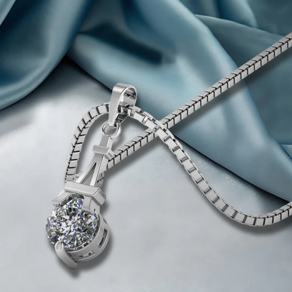 LUSO 92.5% Pure Sterling Silver Eiffel Tower Luxury Pendant with chain