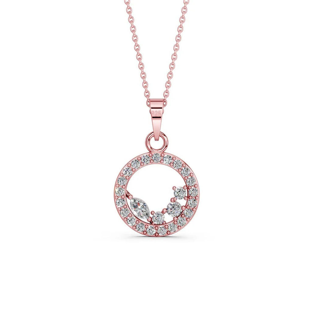 LUSO 925% Pure Sterling Silver Rose Gold Plated Circular Pendant