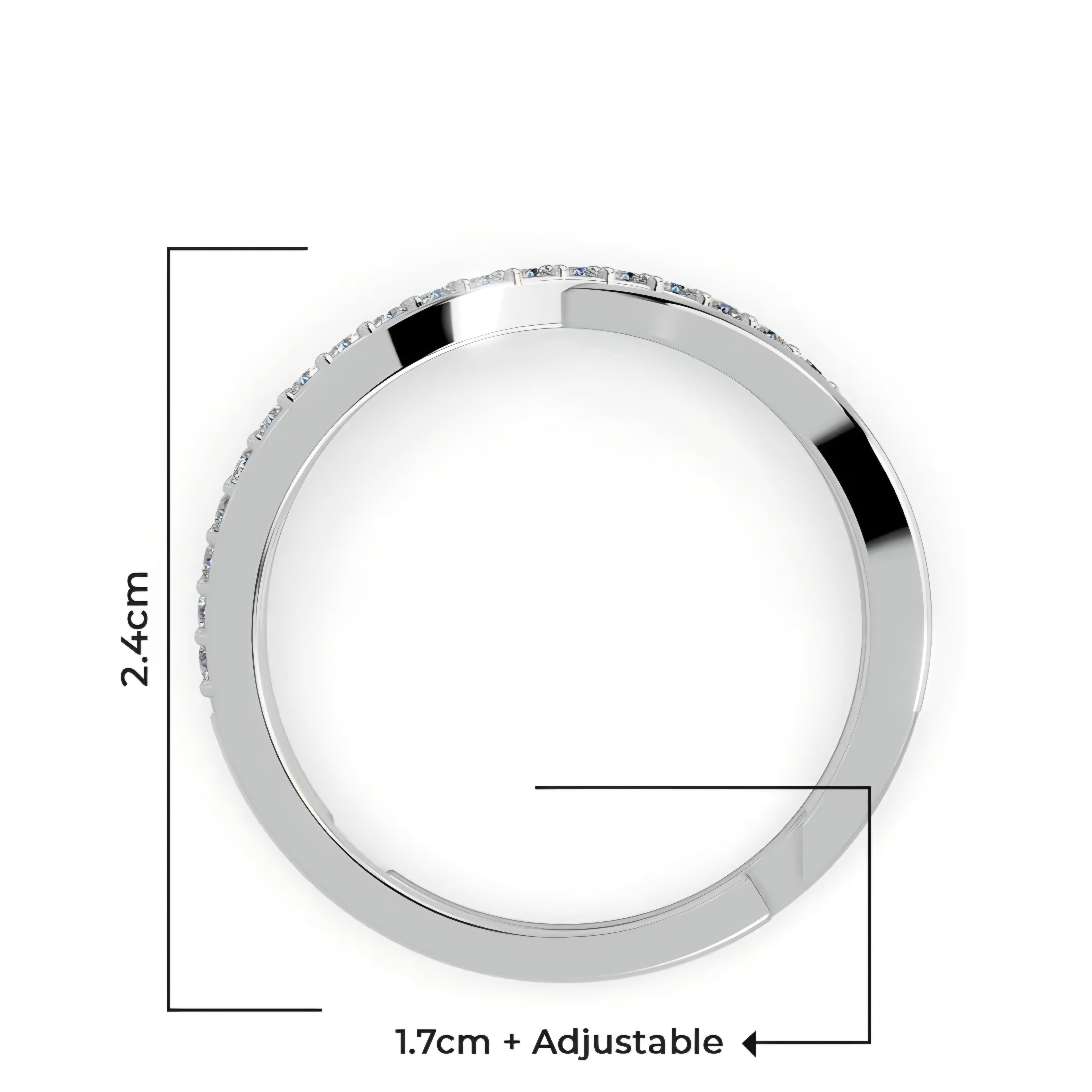 LUSO 92.5% Sterling Silver Adjustable Infinity Ring