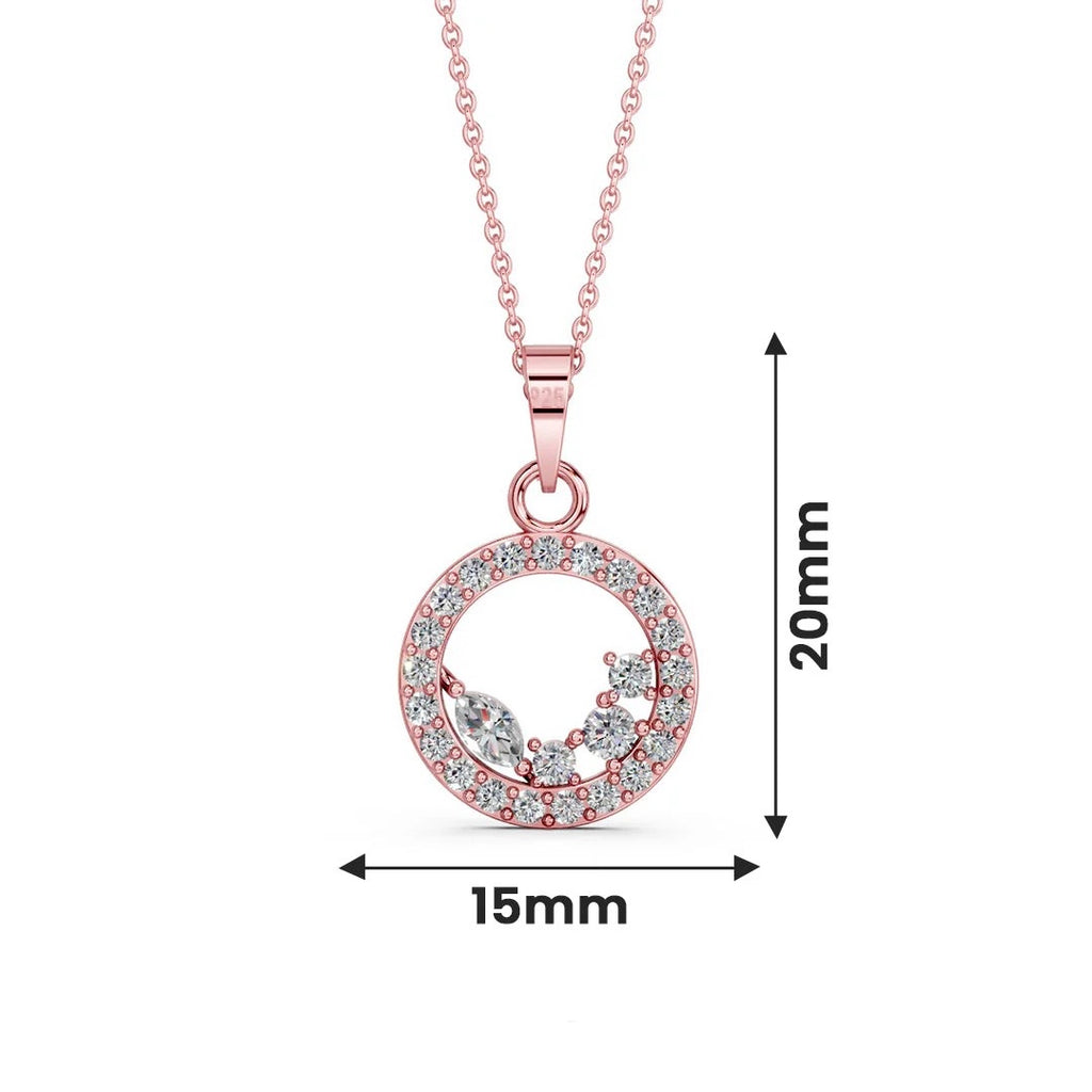 LUSO 925% Pure Sterling Silver Rose Gold Plated Circular Pendant